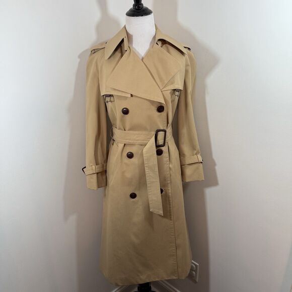 Etienne Aigner Trench Coat Womens Size 10 Double Breasted Belted Tan Vintage EUC - Picture 1 of 16
